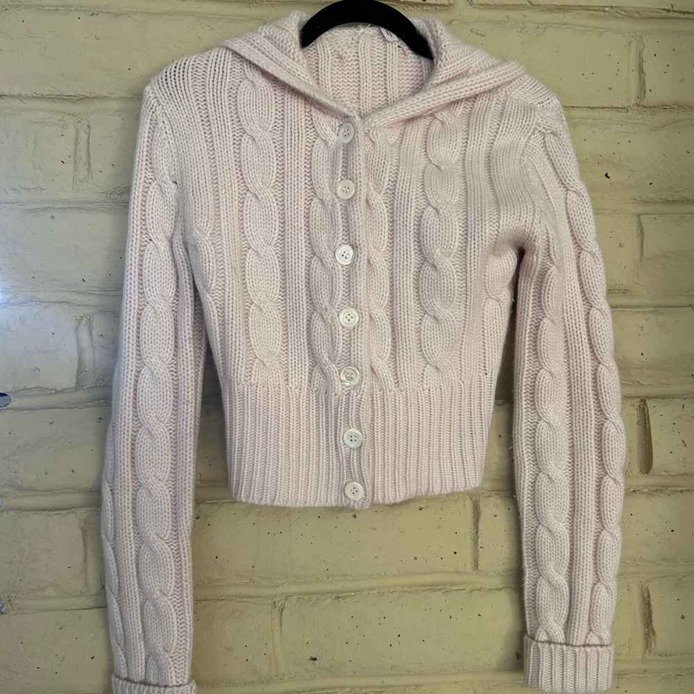 Joie Pink Cable Knit Cardigan 100 percent cashmere